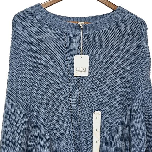 a.n.a Sweater Women's Plus Size 1X Coronet Blue NWT $44 Cozy Casual Normcore - Picture 3 of 8